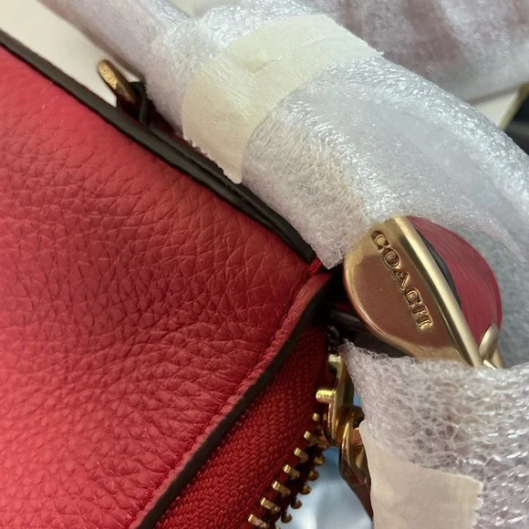 Coach C2818 Red Apple Pebbled Leather Shoulder Val Duffle Crossbody Hand Bag NWT - Picture 8 of 14